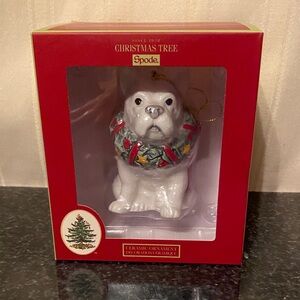 Spode French Bulldog Ceramic Christmas Ornament